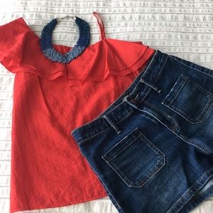 Blue Pepper Red Summer Blouse
